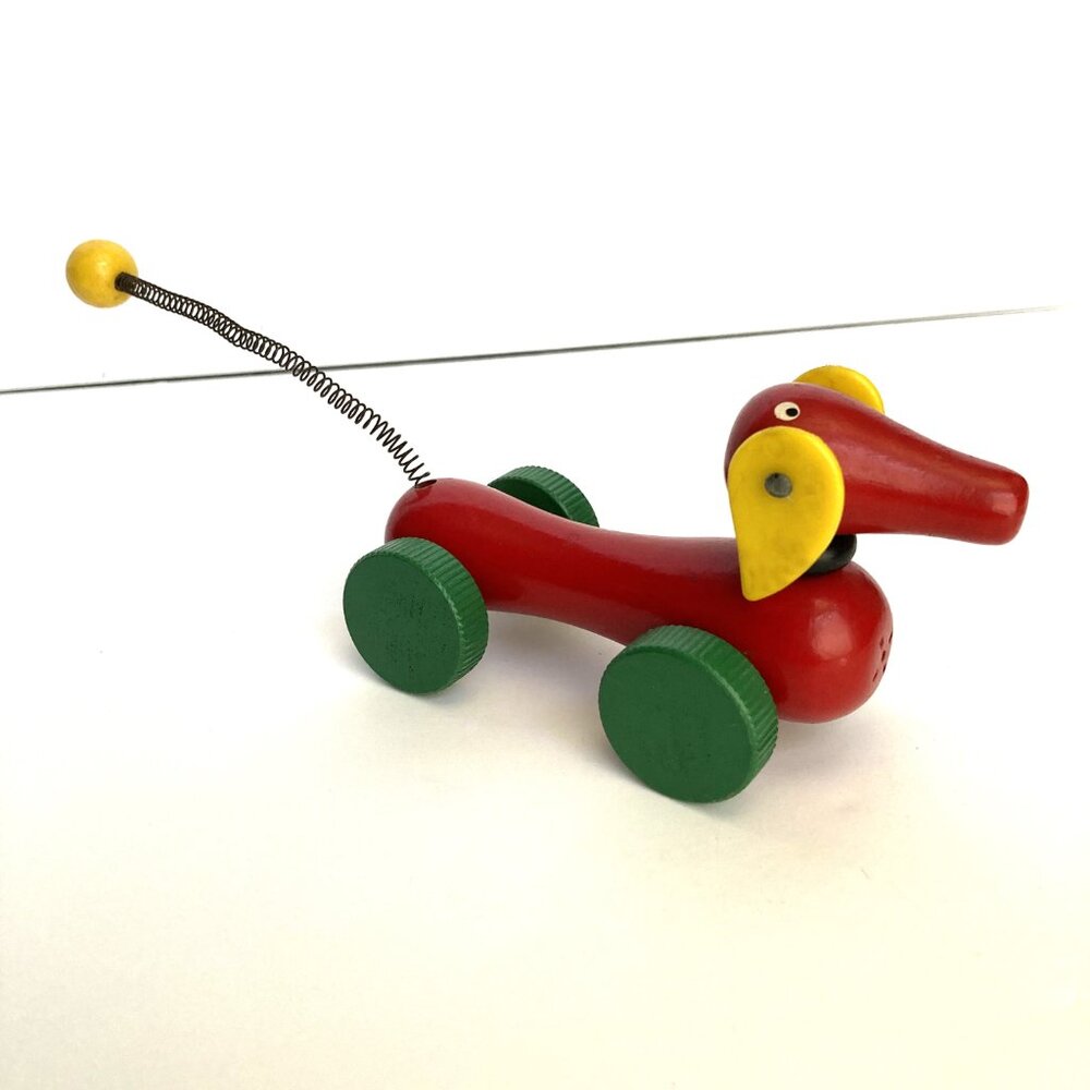 Vintage BRIO DACHSHUND Wiener Dog Wooden Toddler Toy